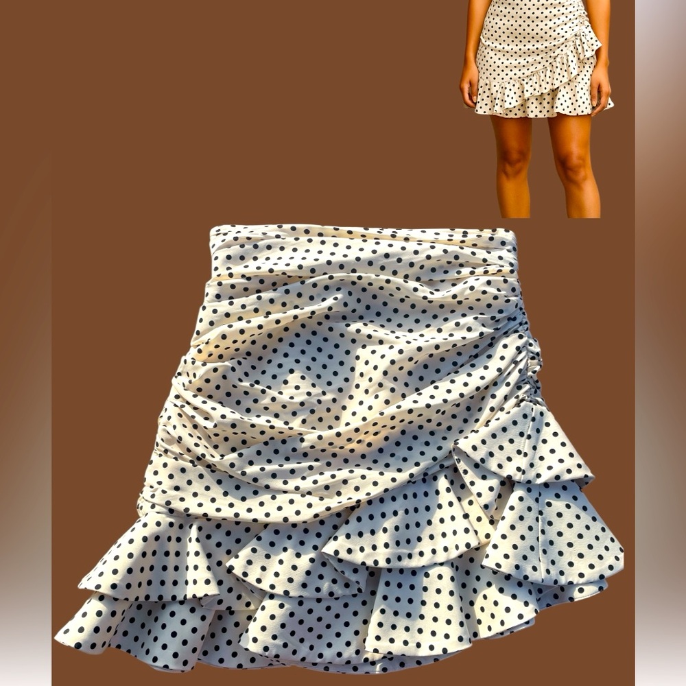 Zara  Asymmetrical ruffle polkadot Mini Skirt